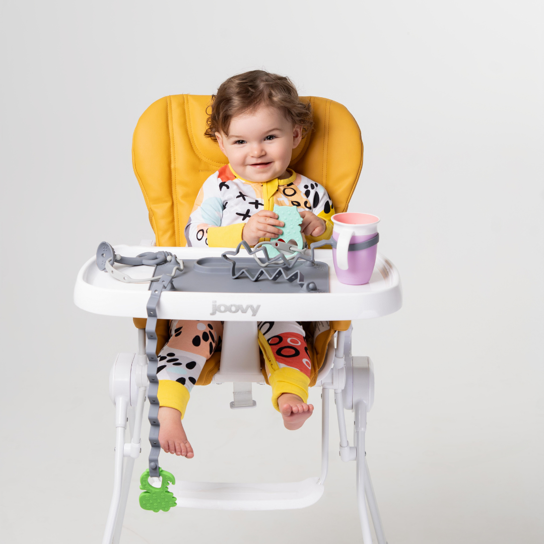 Pewter Baby Shower Gift Set | Busy Baby Mat, Teething Spoon, and