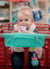 Busy Baby Spearmint Mat wrapped around Shopping Cart