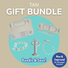 Tan gift bundle with the Busy Baby Mat, Mini Mat, Teething Spoon, Toy Bungee and Bottle Bungee - new design with 3x stronger suction