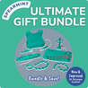 Spearmint Busy Baby Ultimate Gift Bundle products and text on a green background